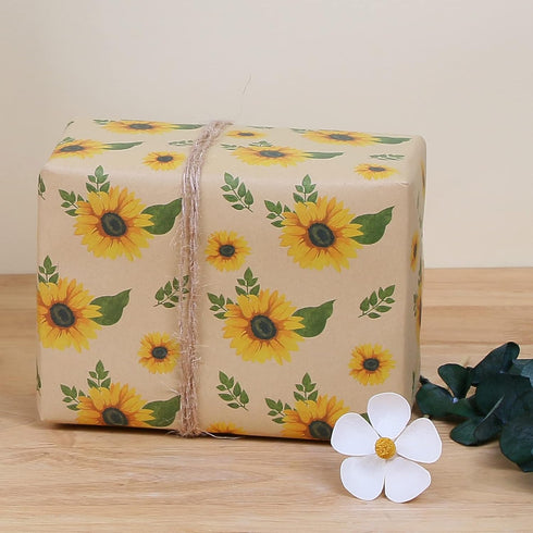 Aimyoo Kraft Floral Wrapping Paper Bundle, Vintage Spring Flowers Rose Gift Wrap Paper for Wedding Bridal Shower Birthday, 3 Rolls 17 in x 10 ft p...