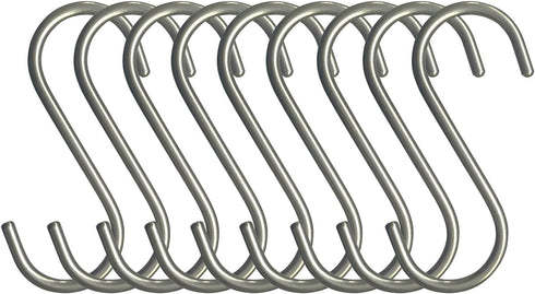 10-Pack S Shaped Hooks Heavy-Duty Genuine Solid Polished Stainless Steel Hanging Hooks,Kitchen Spoon Pot Hanging Hooks Hangers Clothes Storage Rac...