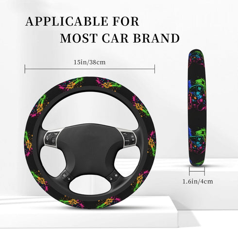 Video Game Controller Elastic Steering Wheel Cover, Universal 15 Inch Car Steering Wheel Covers, Car Accessories for Men Women...