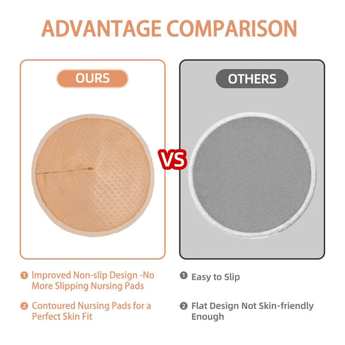 Organic Bamboo Nursing Breast Pads - 10-Pack Reusable Non-Slip Nipple Pads for Breastfeeding New Moms Postpartum Essentials (4.7inch) with Washing...
