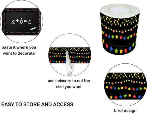 Christmas Lights Bulletin Board Border Decor 36Ft Die-Cut Bulletin Board Border Trim Bulletin Board Strips Blackboard White Board Photo Wall Bulle...
