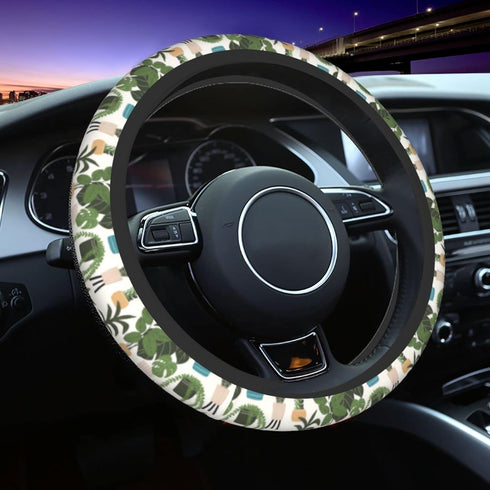 Foruidea Trendy Prints Plants Car Steering Wheel Cover Neoprene Automotive Steering Wheel Cover Anti Slip and Sweat Absorption Auto Car Wrap Cover...
