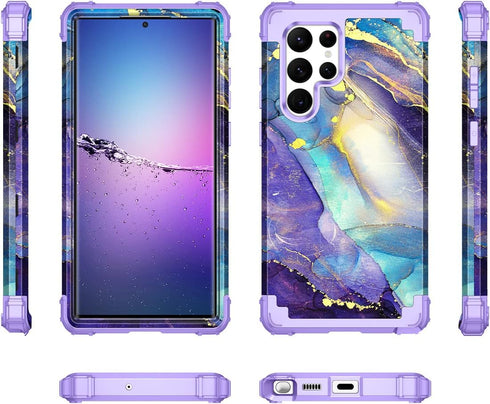 Rancase Compatible with Galaxy S22 Ultra 5G Case,Three Layer Heavy Duty Shockproof Protection Hard Plastic Bumper+Soft Silicone Rubber Protective ...