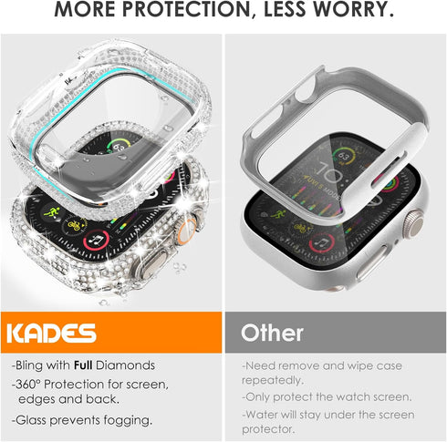 KADES 2 in 1 Bling Waterproof Case for Apple Watch Ultra2 49mm, 360 Protective PC Cover Front & Back Case with Tempered Glass Screen Protector, [F...