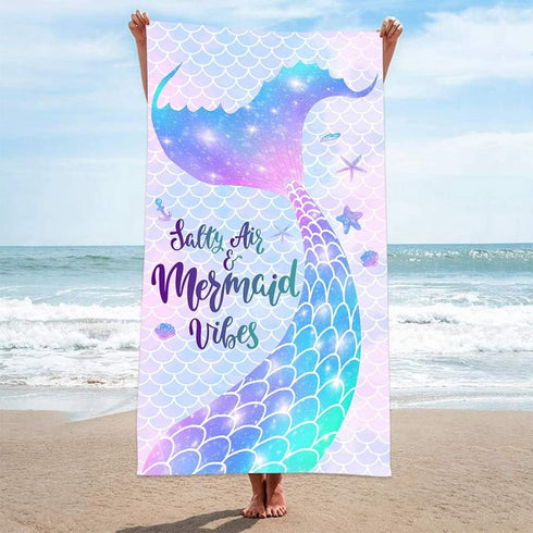 Bonsai Tree Mermaid Beach Towel, Mermaid Tail Cute Microfiber Bath Towel for Girls, Mermaid Scales Sand Free Quick Dry Womens Travel Towels for Yo...