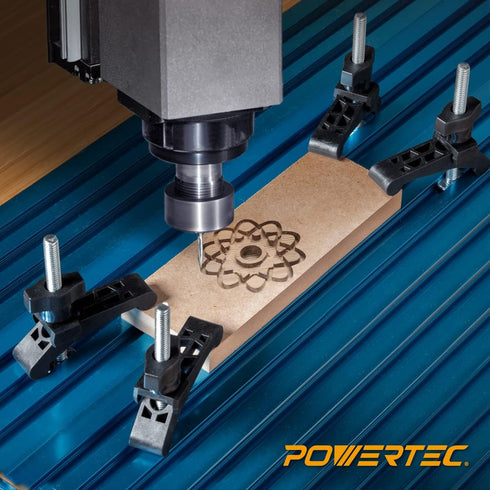 POWERTEC 71661 Mini T Track Hold Down Clamps Woodworking Series, 3-3/4” x ¾ Reinforced Plastic Clamps with Steel T-Bolts, 2 PK...