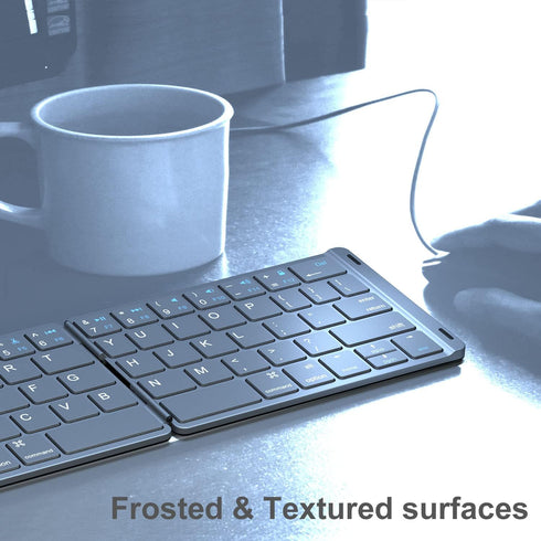 Foldable Bluetooth Keyboard - Portable Wireless Keyboard with Rechargeable Full Size Ultra Slim Folding Keyboard Compatible iOS Android Windows Sm...