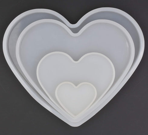 4Set Love Heart Shape Epoxy Mold - Size 18cm, 15cm, 10cm, 5.2cm DIY Resin Casting Silicone Mold (Not Deep Heart)...