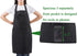 Black Professional Resist Water Adjustable Extra Long Bib Apron 3 Pockets Home Kitchen Garden Restaurant Cafe Bar Pub Bakery for Cooking Chef Bake...