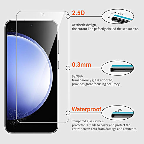 3 Pack for Samsung Galaxy S23 FE 5G Tempered Glass Screen Protector with 3 Pack Camera Lens Protector, Ultra-Thin Anti Scratch, Touch Sensitive, 9...