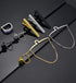 Tornito 9Pcs Tie Clips Tie Ring for Men Square CZ Tie Tacks Clutch with Chain Necktie Silver Black Gold Tie Clips Link Chain for Wedding Meeting B...