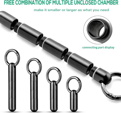 TISUR Keychain Pill Holder,Titanium Pill Case Portable Waterproof Pill Organizer Black Vitamin Container, EDC Pill Box Pill Bottle for Pocket Purs...