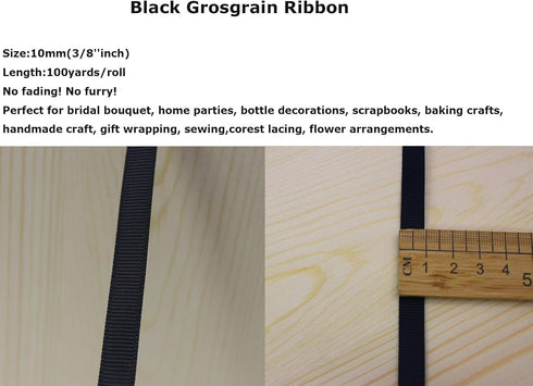 Jesep One Roll 100 Yards 3/8" Soild Grosgrain Ribbon Boutique Gift Wrapping Package Ribbon, DIY Crafts Bow Hair Headband Accessories Assorted Ribb...