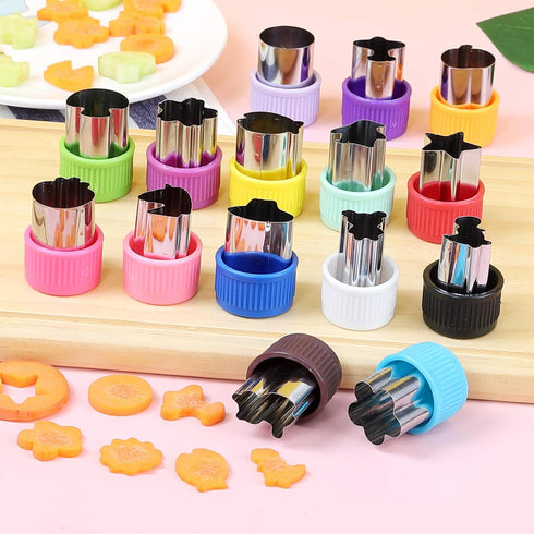 Mini Cookie Cutter Set 30 pcs for Kids Vegetable Cutters and Fruit Stamp Mold Different Shapes and Sizes Stainless Steel...
