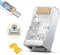 Shielded RJ45 Cat6 Cat 6A Connectors - Pass Through Connector Gold Plated 3 Prong 8P8C Modular Plugs for FTP/STP Stranded Ethernet Cable & Solid W...