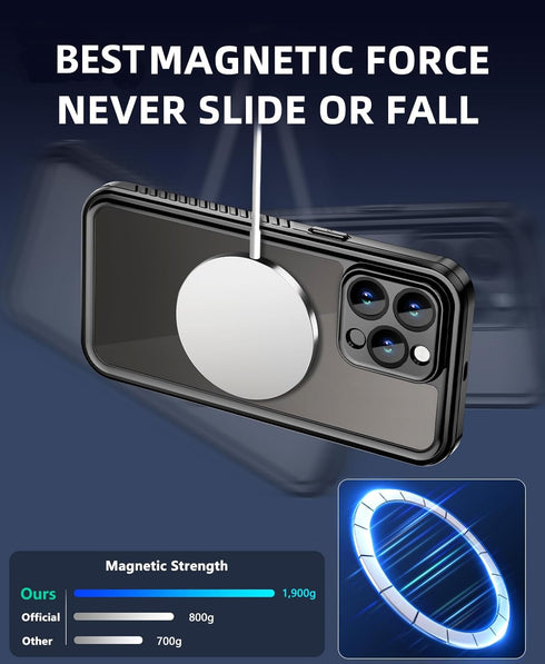 Unitedtime for iPhone 14 Pro Case Magnetic Waterproof with Built-in Screen Protector,Compatible with MagSafe Shockproof Dustproof Heavy Duty Full ...