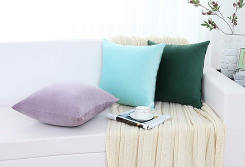 Jeneoo Comfy Soft Thick Velvet Throw Pillow Covers Decorative Solid Square Couch Cushion Cases for Bedroom Sofa Car Decor (Lavender, 16 x 16 Inche...