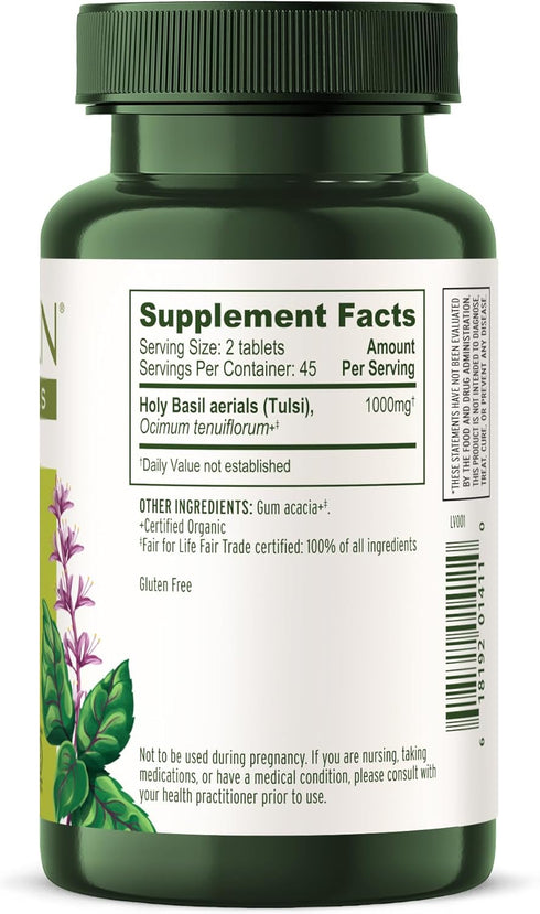 Banyan Botanicals Tulsi (Holy Basil) – Uplifting Adaptogen – Organic Lung and Respiratory Health Supplement* – 90 Tablets – Non-GMO Sustainably So...
