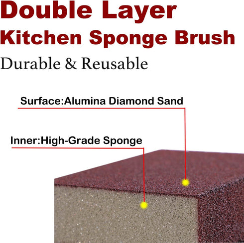 Nano Carborundum Sponge,4/8pc Emery Sponge Kitchen Pot Brush with Handle,Magic Eraser Scrub Kitchen Removal Sponge for Quickly Clean,Wet Dry Sandi...