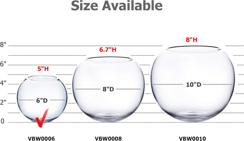 WGV Bowl Glass Vase, Diameter 6", Height 5", Open Width 4", (Multiple Sizes Choices) Clear Bubble Planter Terrarium Fish Bowl for Wedding Event Ho...
