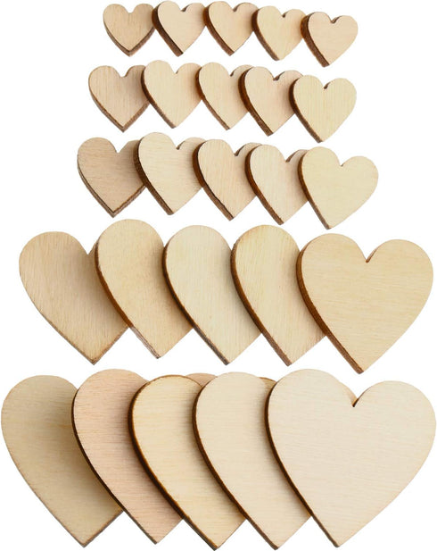 Blulu 500 Pieces Wood Heart Cutouts 0.3 inch/0.4 inch/0.5 inch/ 0.8 inch/1 inch Unfinished Wooden Slices Blank Heart Embellishments Ornaments for ...