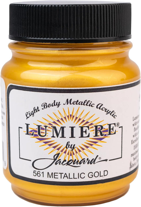 Jacquard Lumiere 2.25oz Fabric Paint Metallic Gold - Metallic Paint for Fabric, Leather, Canvas, Paper and Wood - Light-bodied Metallic Acrylic Pa...