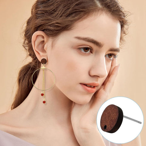 160Pcs Wood Stud Earring Posts with Loop Wooden Earrings Studs for Jewelry Making Earring Findings Earring Pin Studs Wooden Earring Posts with Ear...
