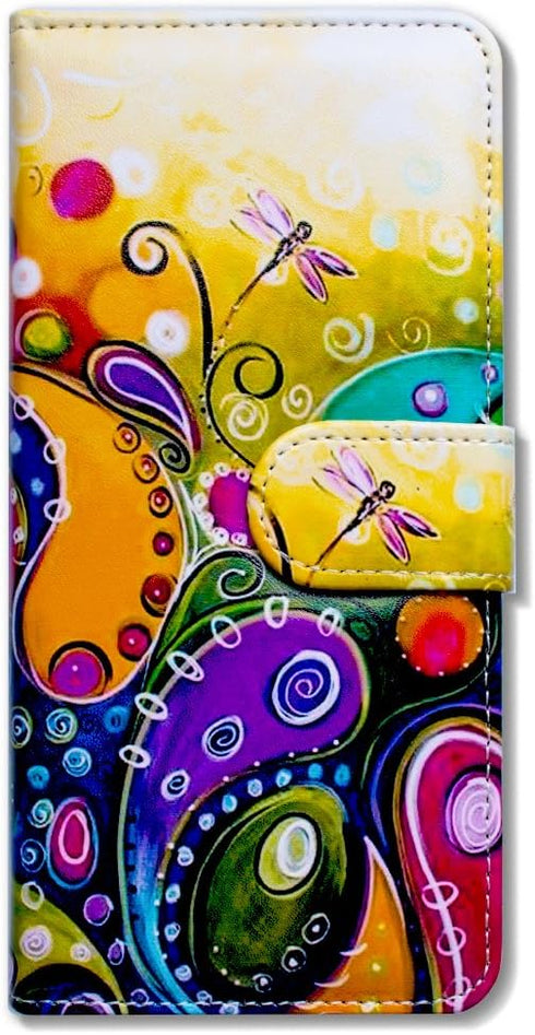 Case for Pixel 6 Pro, Colorful Dragonfly Leather Flip Phone Case Wallet Cover with Card Slot Holder Kickstand for Google Pixel 6 Pro...