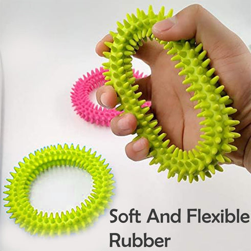2Pcs Pet Chew Ring Toy Soft Dental Rubber Puppy Teeth Cleaning Healthy Gums Spike Ring Chew Toy for Cat and Dogs (9cm)...