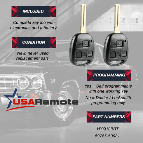 Key Fob fits 2004-2010 RX330 RX350 RX400h RX450h Keyless Entry Remote (HYQ12BBT), Set of 2...