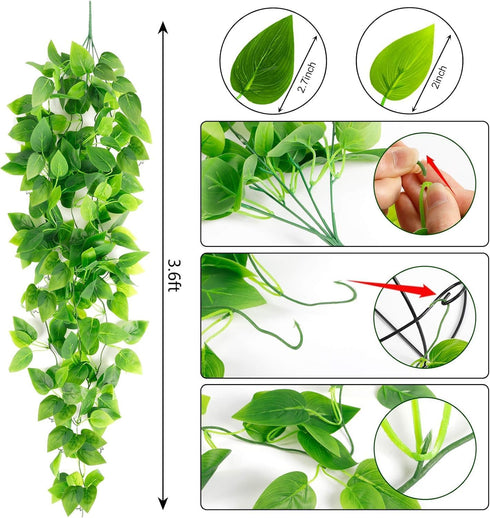 Ageomet 3pcs Artificial Hanging Plants, 3.6ft Fake Ivy Vine for Wall House Room Indoor Outdoor Decoration (No Baskets)...