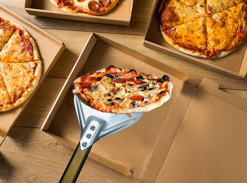 Perforated Pizza Peel Round 8 Inch Samll Aluminum Pizza Turning Peel Paddle with Metal Handle for Pizza Making Oven Accessories...
