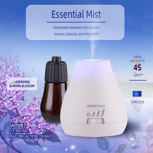 Essential Oil Diffuser - Waterless Diffuser 3 Timer Settings Battery Powered for Bedroom Yoga Room Toilet Pet Room White...