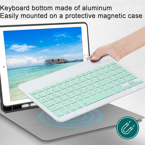 Bluetooth Keyboard and Mouse Combo Ultra-Slim Portable Rechargeable Compact Wireless Mouse Keyboard Set for Pad/iPad Pro/iPad Mini/iPad Air Mac OS...