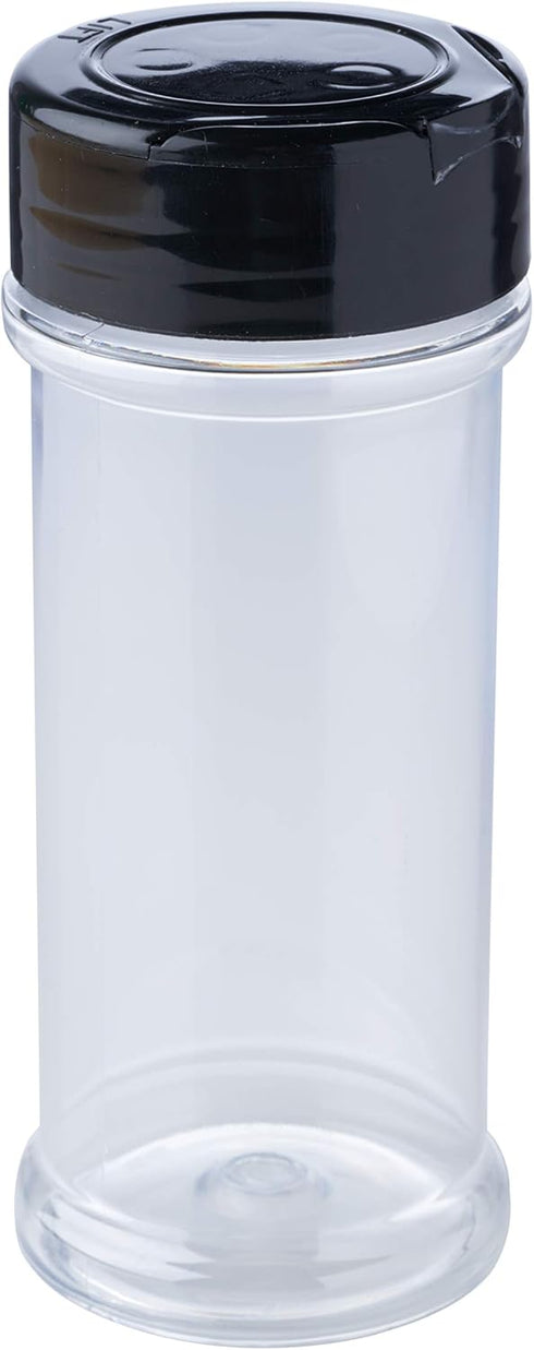 12 Pack of 6 Oz. Empty Clear Plastic Spice Bottles with Black Top Lids For Storing and Dispensing Salt, Sweeteners and Spices - Food-Grade Spice J...