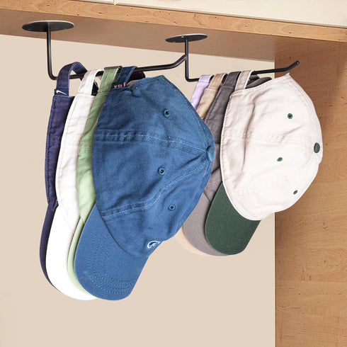 Hat Racks for Baseball Caps 2 Pack, Stainless Steel Adhesive Hat Holder Organizer Wall Mount, Strong Hat Storage Organizer for Baseball Cap Use Ad...