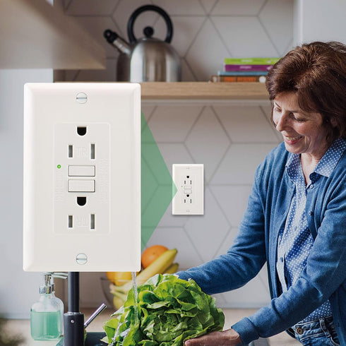 15Amp GFCI Outlet,1pack,125V 60Hz,Tamper-Resistant GFI Receptacle with LED Indicator,Meet UL2018,Ground Fault Protection Outlet for Bedroom,Parlor...