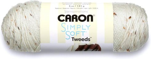 Caron Simply Soft Tweeds Yarn, 5 oz, Gauge 4 Medium, Off White...
