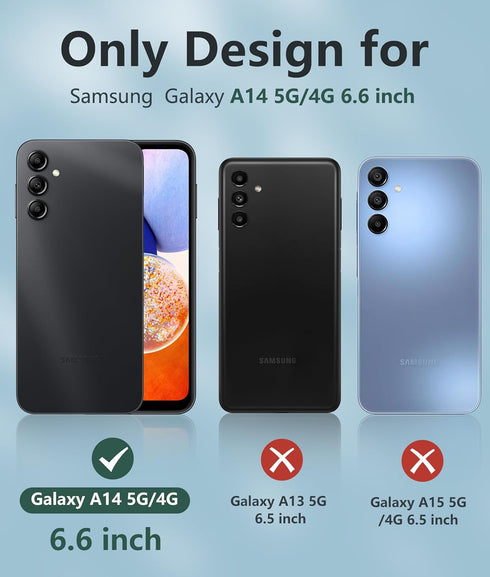 FNTCASE for Samsung Galaxy A14-5G Case: Shockproof Silicone Protective Phone Case with Built-in Screen Protector - Slim Dual Layer Rugged Durable ...