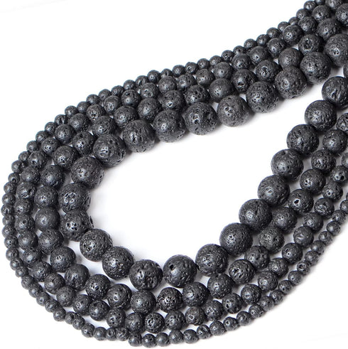Bymitel 6mm Natural Lava Round Beads Gemstones Genuine with 210pcs DIY Jewelry Making Unisex (6mm 210pcs, Black Lava)...