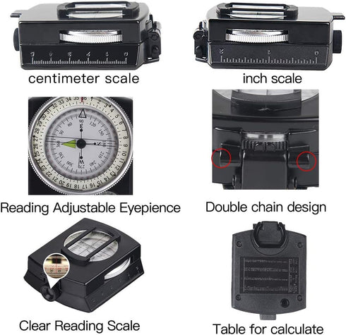 COSTIN Multifunctional Compass, Metal Military Waterproof High Accuracy Compass with Map Measurer, Distance Calculator,Bubble Level Perfect for Ou...
