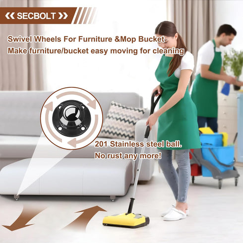Secbolt Updated Self Adhesive Caster Wheels 4 Pack, 201 Stainless Steel Stick On Wheels...