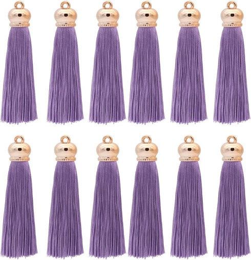 80mm Polyester Soft Tassel Ice Silk Tassel End Stopper Pendant Connectors with Gold Tassels Cap for DIY Jewelry Accessories Making/Earring/Curtain...