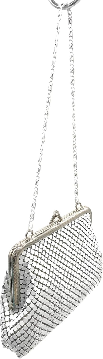 XXX-Small Women clutch metal mesh purse Hand strap carry for Party Cocktail Prom Wedding Banquet...