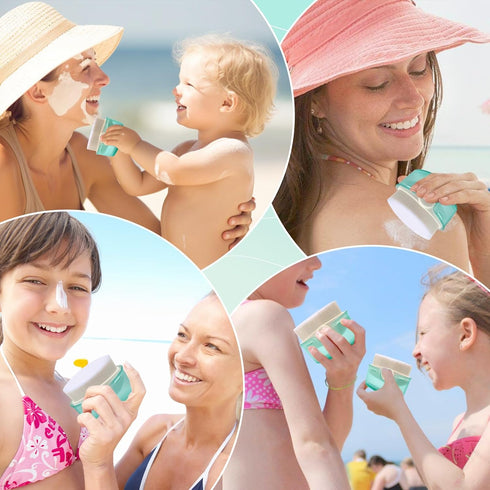 2 Pack Sunscreen Applicator for Kids Sunblock Buddy with Protective Caps and Storage Bag Suncream Sun Lotion Brush for Cream Liquid Foundation Pow...