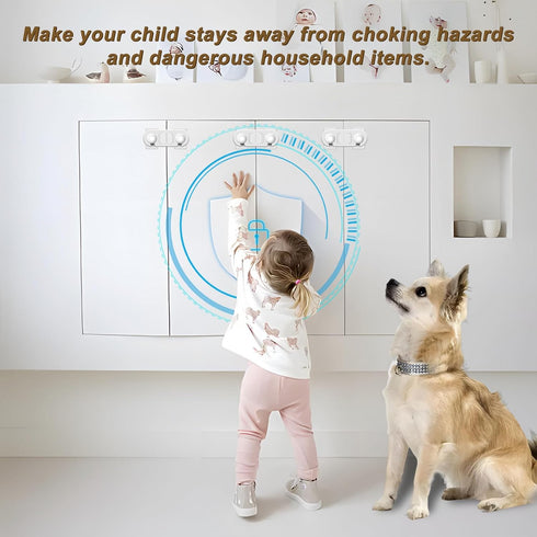Child Safety Locks (10-Pack) Baby Safety Cabinet Locks - for Cabinets and Drawers, Toilet, Fridge & More. 3M Adhesive Pads. Easy Installation...