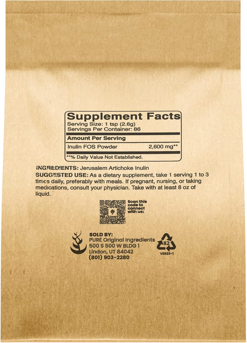 Pure Original Ingredients Inulin FOS Powder (8 oz) Always Pure, No Fillers Or Additives, Lab Verified...