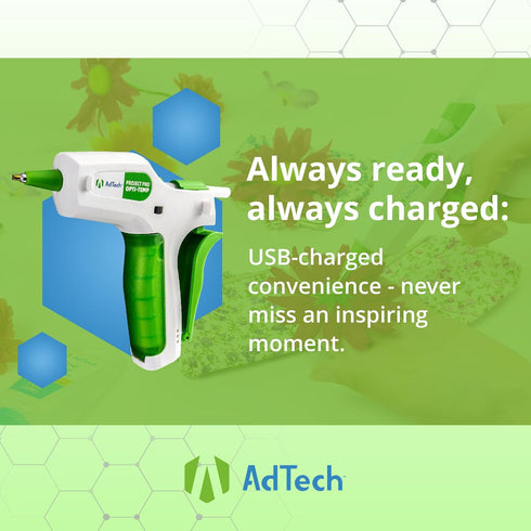 AdTech Project Pro Rechargeable Cordless Hot Glue Gun - Mini Glue Gun includes 10, 4" Artistick Stringless Glue Sticks - Precision Glue Gun with U...