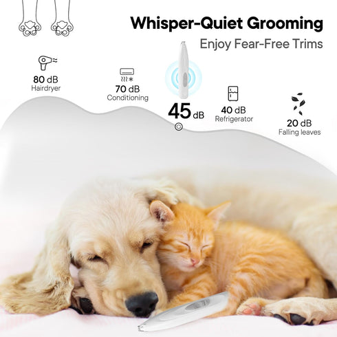 Dog Paw Trimmer with LED Light, Rechargeable Cordless Electric Grooming Clippers, Low Noise Pet Hair Shaver for Small Dogs Cats Trimming Around Pa...