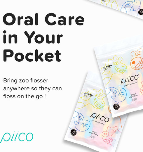 Unflavored Kids Floss - No Fluoride Dual Line Dental Floss Picks - Fun Oral Care in Colorful Floss Sticks Design - Kids Flossers Prevent Tooth Dec...